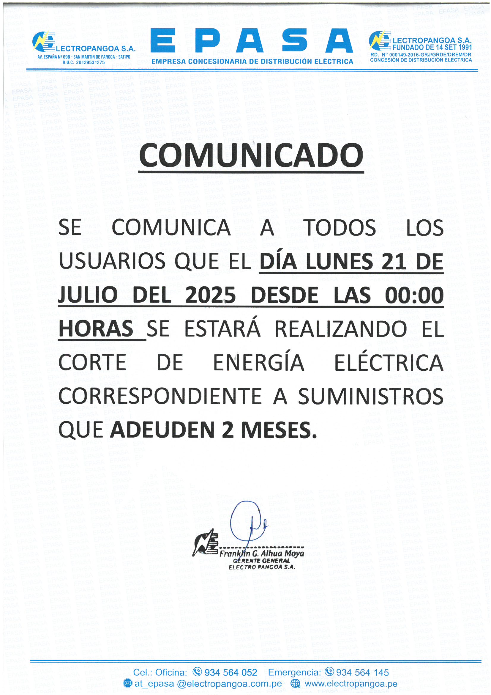 Comunicado: Horario de atención por fiestas patrias